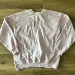 Handmade Pink Nike Fleece Sweater with Angel from Lilo & Stitch Design, L- USED
